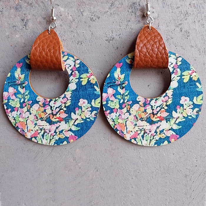 Wooden floral texture earrings