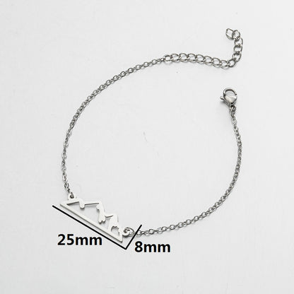 Snow mountain peak pendant bracelet, small fresh stainless steel hollow bracelet cross-border wholesale