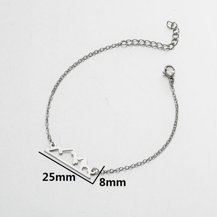 Snow mountain peak pendant bracelet, small fresh stainless steel hollow bracelet cross-border wholesale