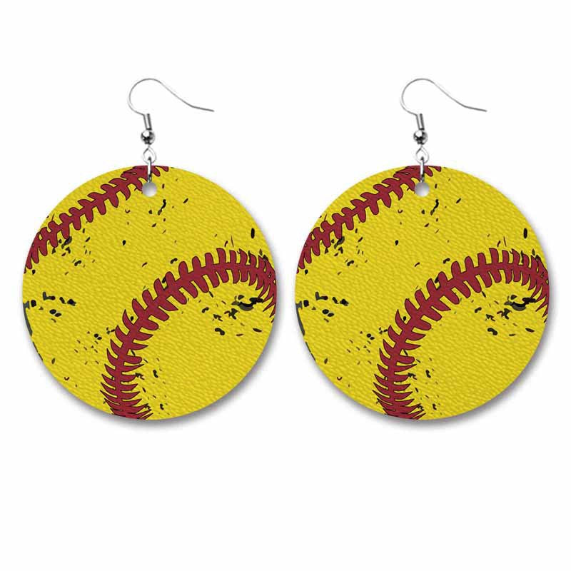 Vintage Sports Leather Earrings with Baseball, Basketball, Football, and Volleyball Designs