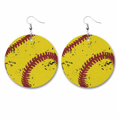 Vintage Sports Leather Earrings with Baseball, Basketball, Football, and Volleyball Designs