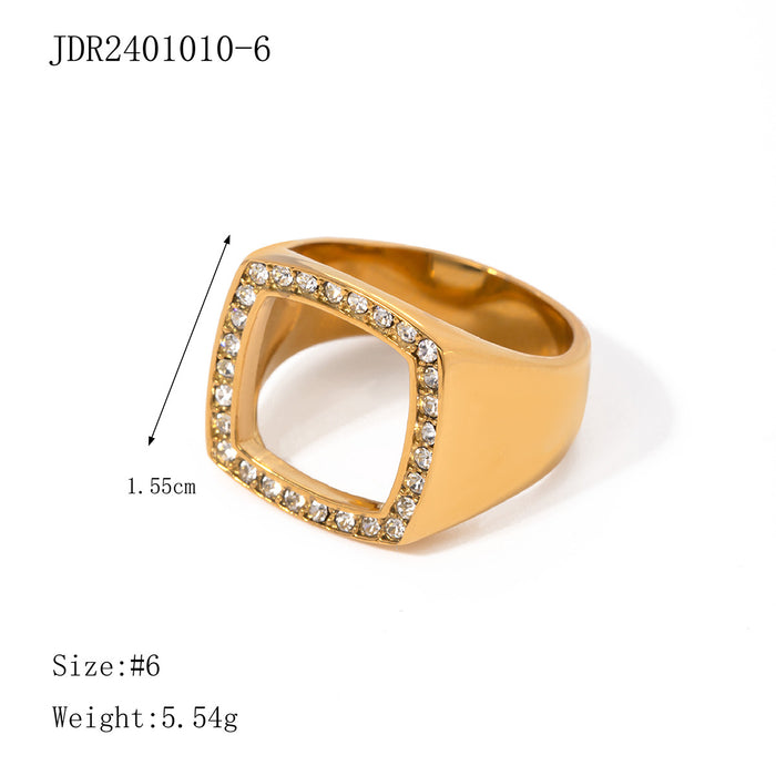 Textured 18K Gold Plated Stainless Steel Ring - Modern and Elegant