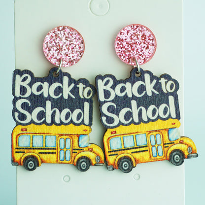 School Season Pencil Wooden Earrings