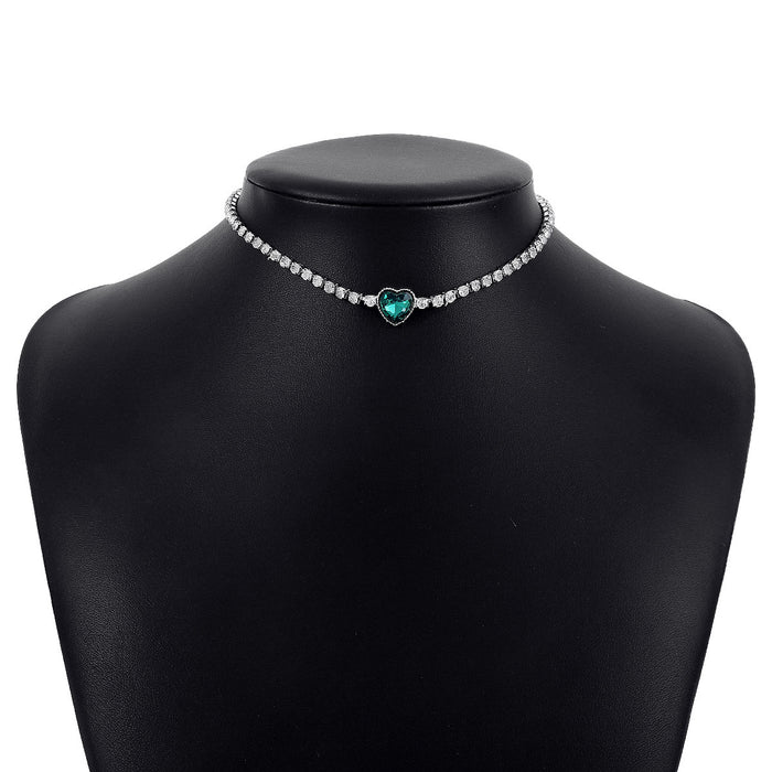 Heart Rhinestone Necklace - Dainty Single-Layer Choker for Women