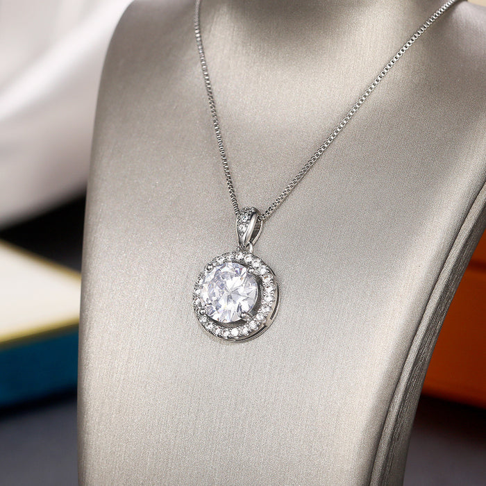 Round Diamond Pendant Necklace Fashion Clavicle Chain Jewelry