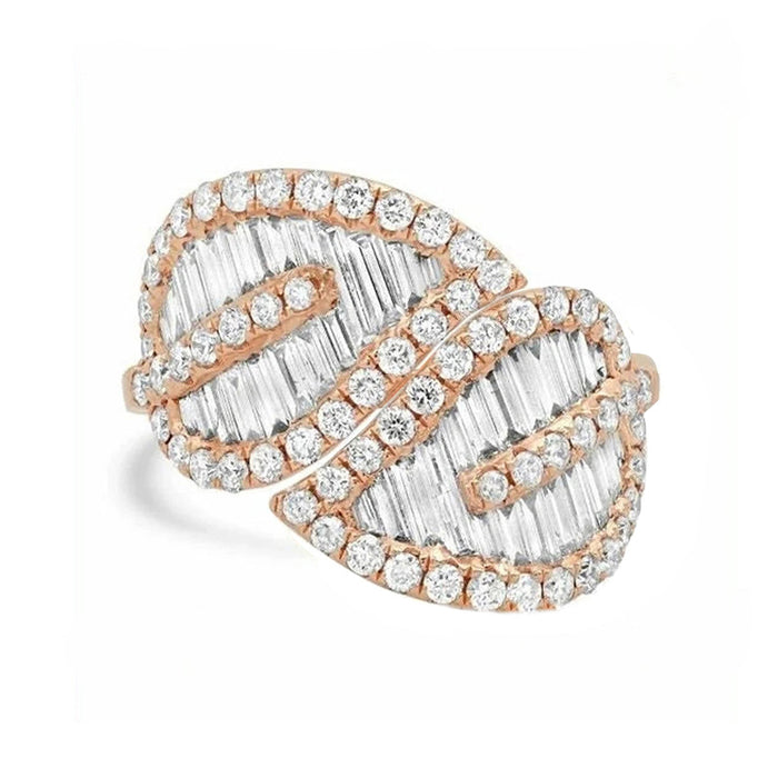 Rose gold women's leaf ring luxury temperament