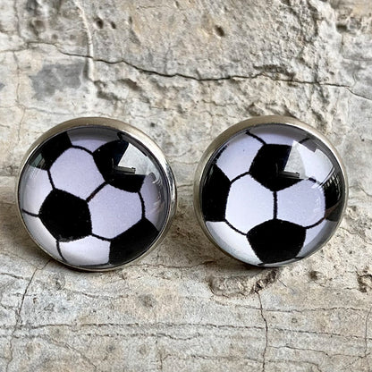 Vintage Glass Sports Earrings with Basketball, Baseball, Softball, and Volleyball Designs