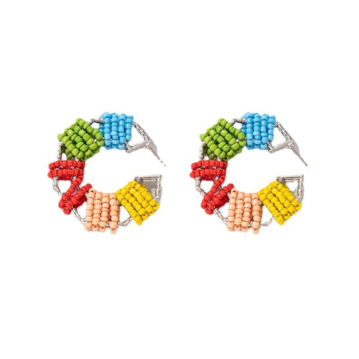 Rice beads colorful earrings candy color round earrings