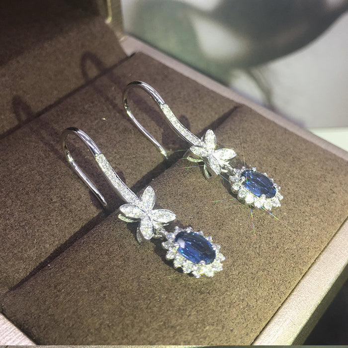 Pendientes de flores, pendientes de borlas de circonitas, pendientes de novia