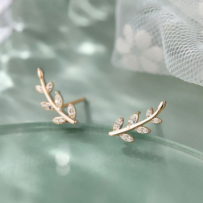 Forest leaf earrings trendy diamond earrings