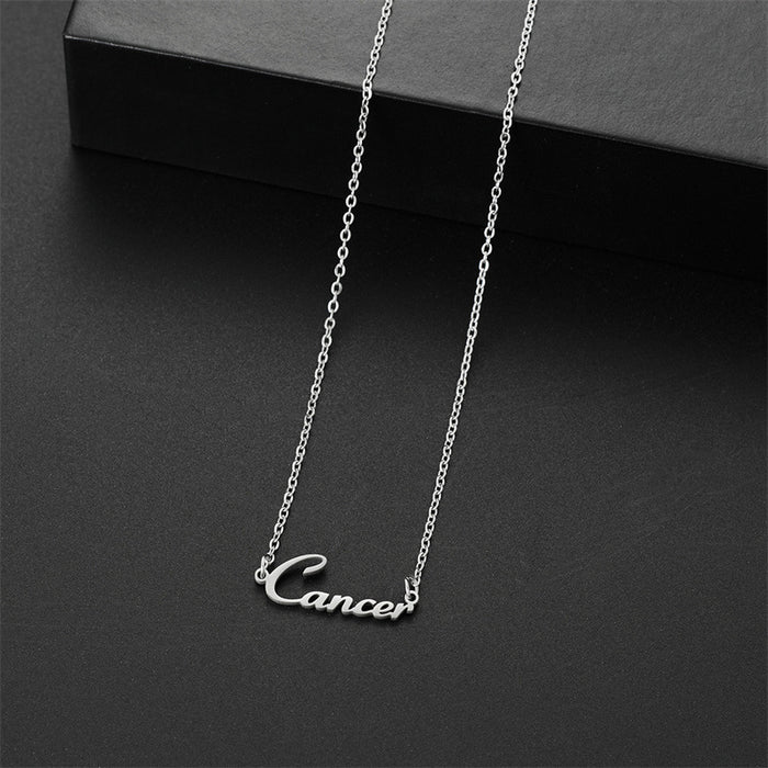 Collar inglés de doce constelaciones, joyería apilable de acero inoxidable europea y americana, cadena de clavícula personalizada para mujer al por mayor