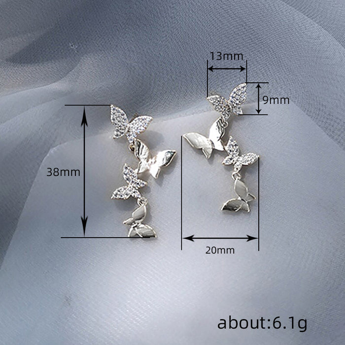 Spliced butterfly earrings Korean style beautiful versatile earrings