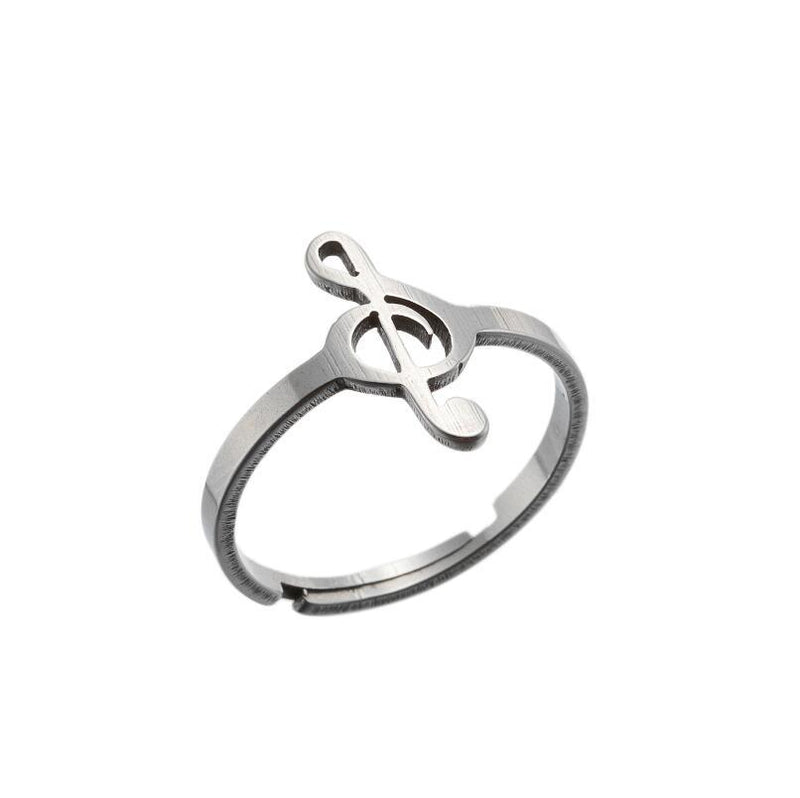 Anillo con símbolo musical, anillo abierto con nota musical simple japonesa y coreana al por mayor