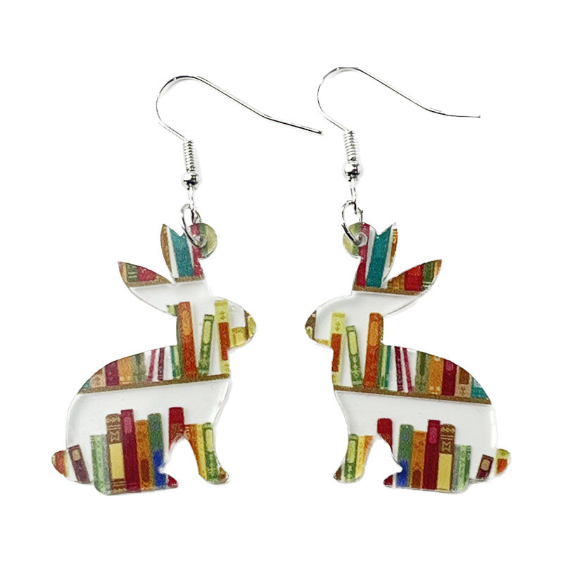 Acrylic school bookshelf earrings