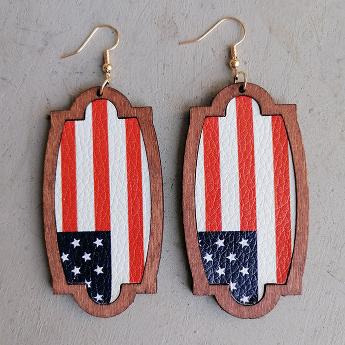 Wooden patriotic earrings