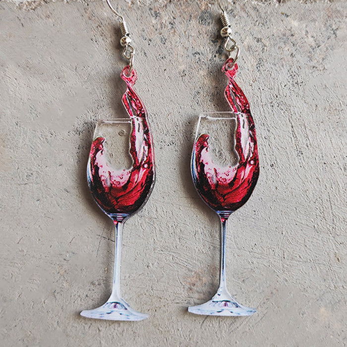 Wine Glass Clear Acrylic Earrings - wallojewerly 