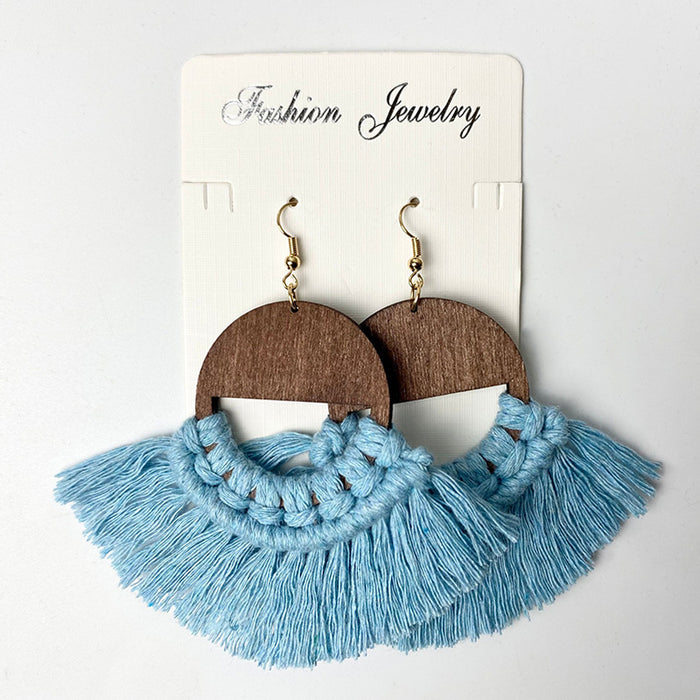 Bohemian Tassel Earrings with Wooden Design for Wedding and Gifts