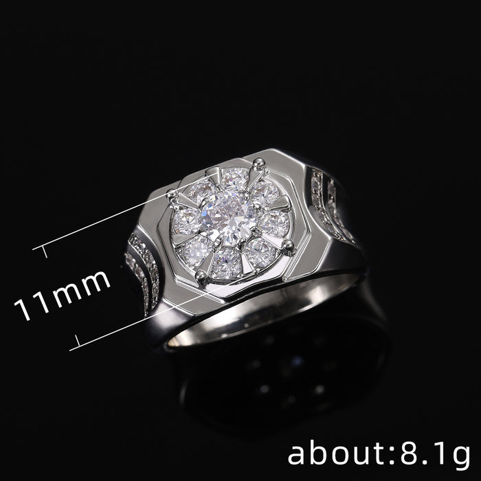 Luxury Men's Diamond Zircon Ring Wedding Ring