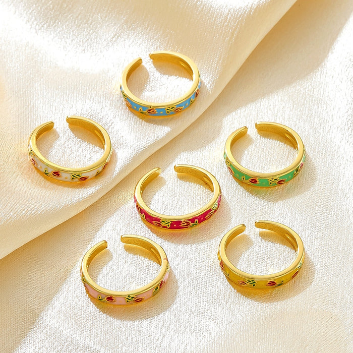 Wholesale dripping flower open rings