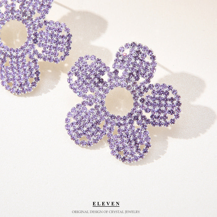 Floral Rhinestone Earrings - Simple and Chic Jewelry with a Sophisticated Touch