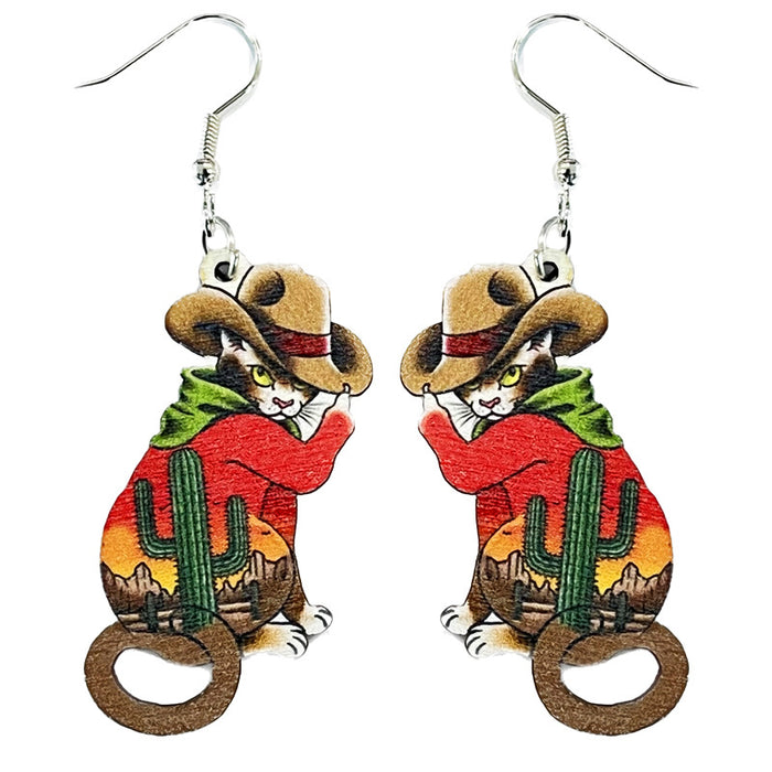 Easter wooden animal earrings