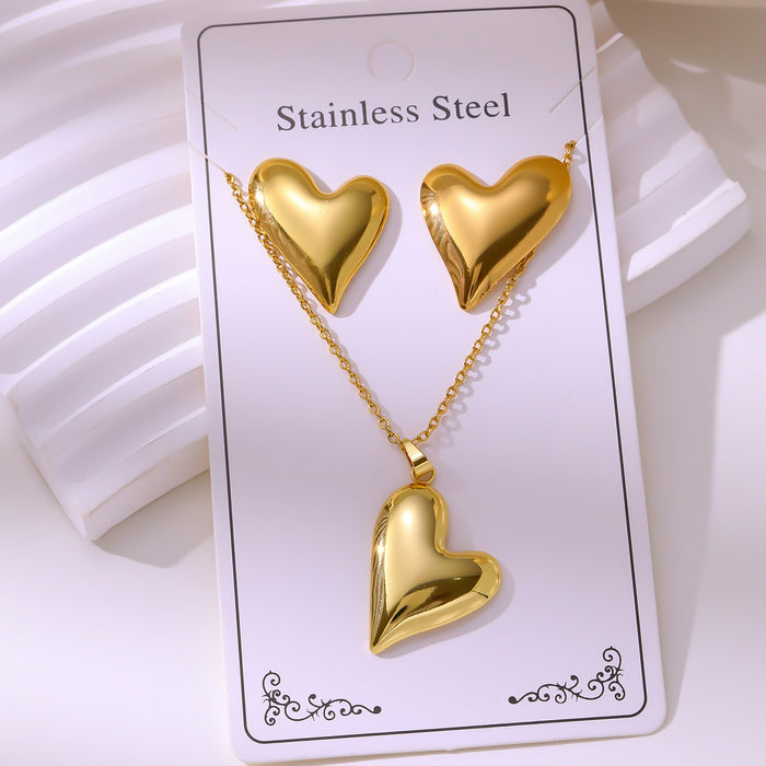Wholesale 304 stainless steel hydraulic gold-plated earrings and necklace sets - wallojewerly 