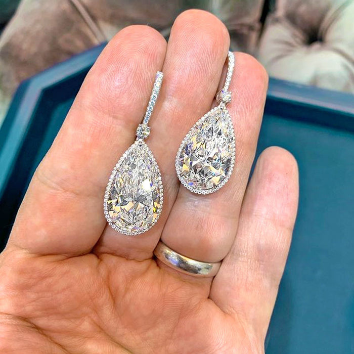 Pendientes de gota de agua con circonitas brillantes para mujer