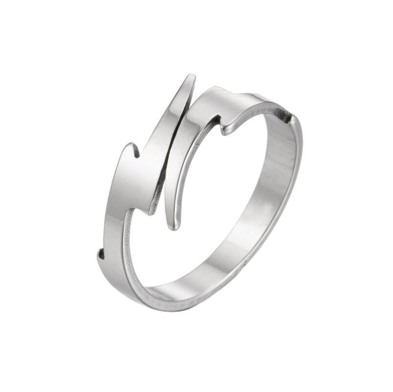 European and American trendy smooth open ring, retro lightning ring wholesale