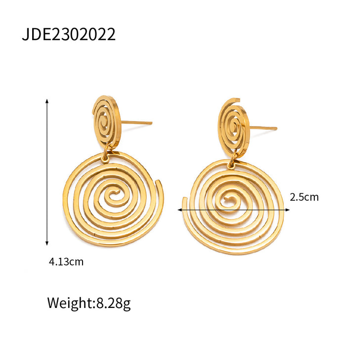 Pendientes colgantes de acero inoxidable chapados en oro de 18 quilates únicos de estilo europeo: joyería de alta gama y moda para mujeres