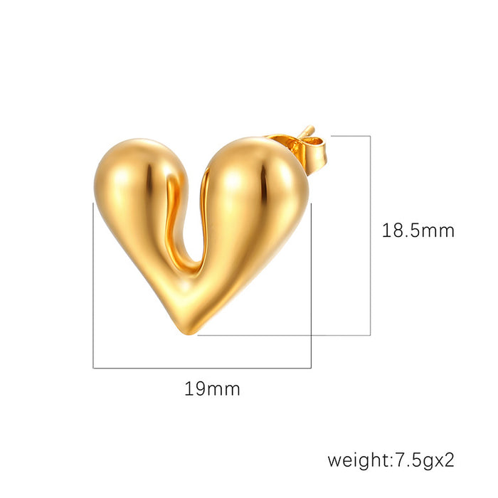 Retro heart earrings, 18K color-preserving stainless steel women's trendy earrings