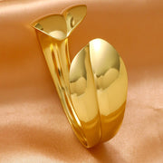 Wholesale 304 Stainless Steel Wide Open Cuff Bracelets with Irregular Shapes, Striped Textures, and Floral/Scallop Embossing - wallojewerly 