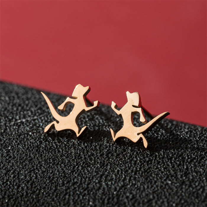 Dog and Cat Stainless Steel Stud Earrings - Cute and Playful Animal Jewelry