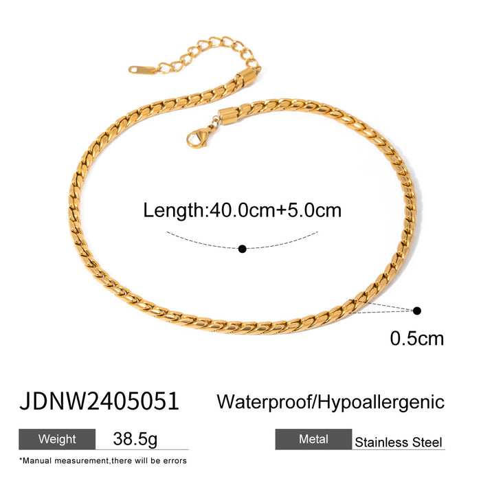 2024 New Cold Style Titanium Steel Necklace - 5mm S-Link Stainless Steel Bracelet for Women