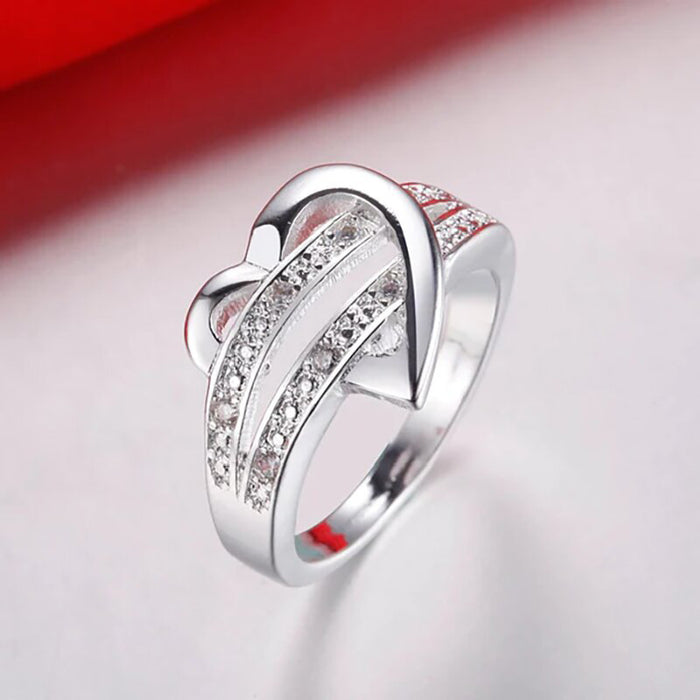 Anillo de amor de doble capa, hermoso temperamento, anillo femenino europeo y americano