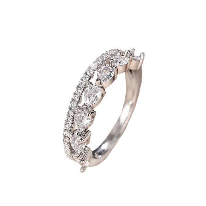 Cold style double-layer ring teardrop-shaped stacking Korean style lady temperament