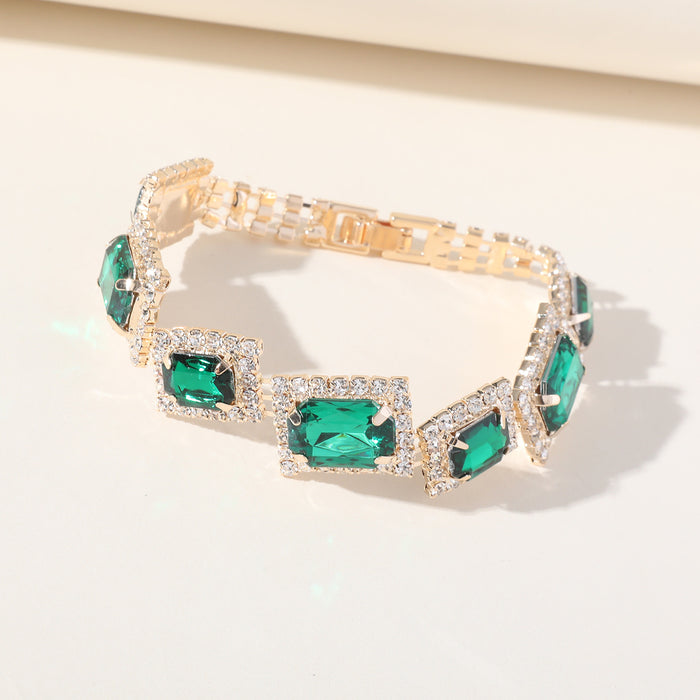 Amazon Hot-Selling Square Crystal Bracelet - Versatile Rhinestone Cuff for a Stylish Look