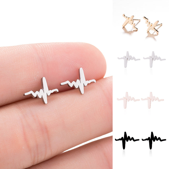 Pendientes de acero inoxidable con forma de corazón: joyas geométricas de amor para parejas