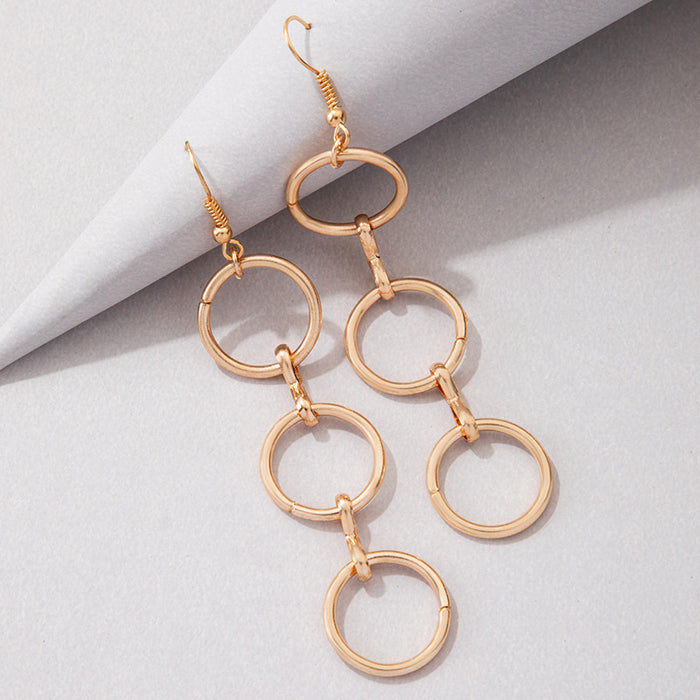 Three circle geometric ear hooks earrings cold style simple earrings