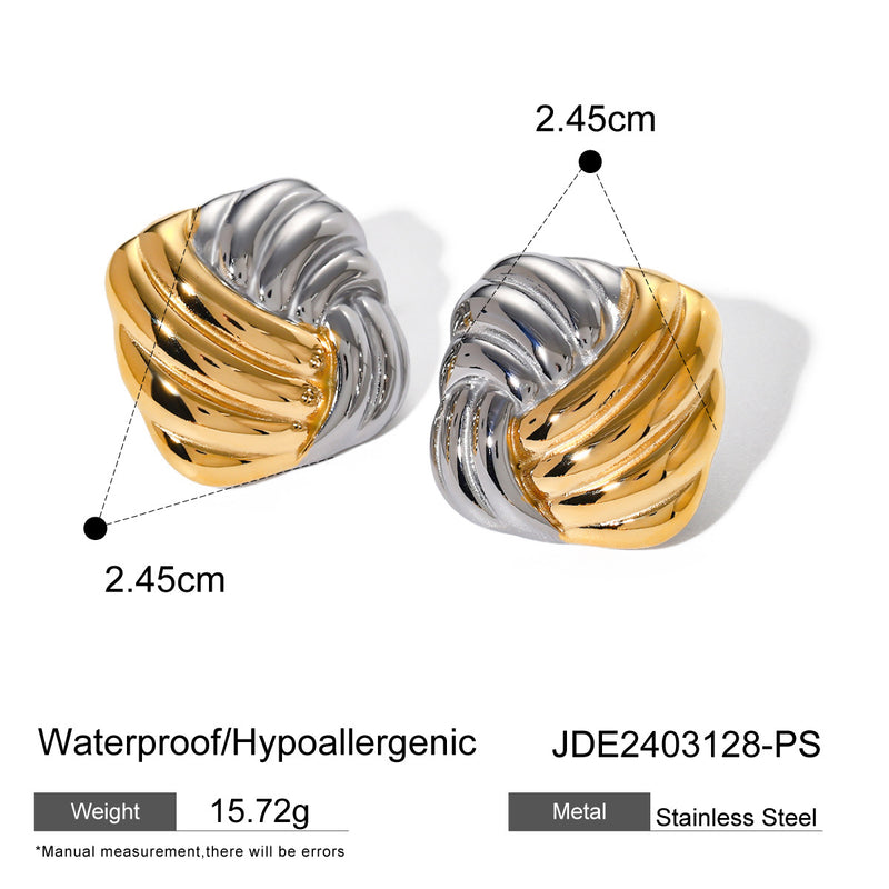 Stainless steel geometric contrast color earrings titanium steel earrings