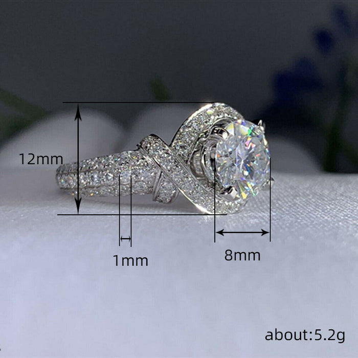 Anillo de bodas con simulación de torre de flores retro con diamantes completamente incrustados, anillo de diamantes