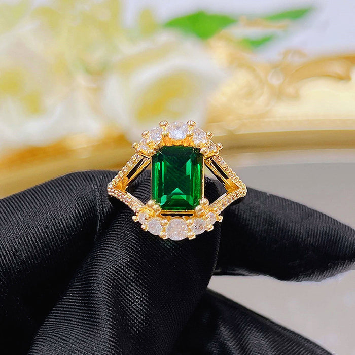 Queen square ring imitation natural gemstone ring Italian court style jewelry