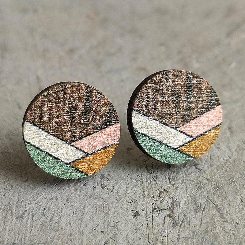 Wooden geometric earrings