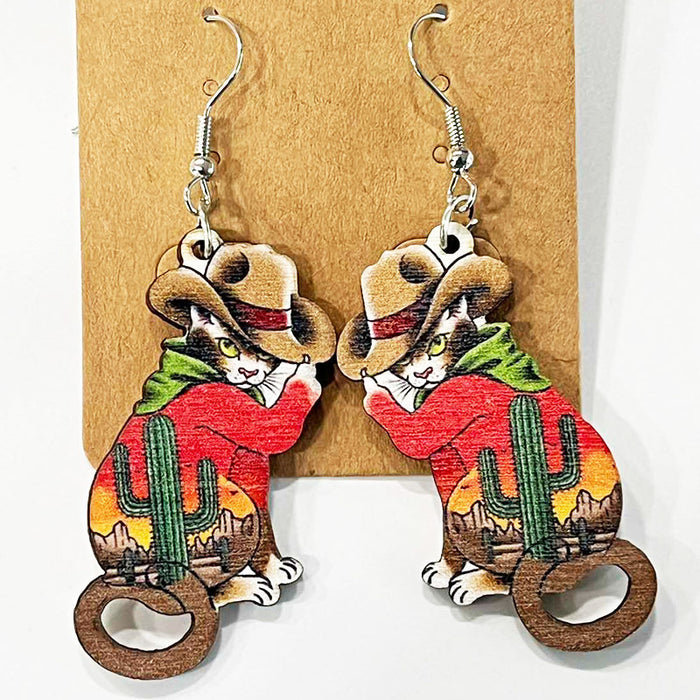 Easter wooden animal earrings