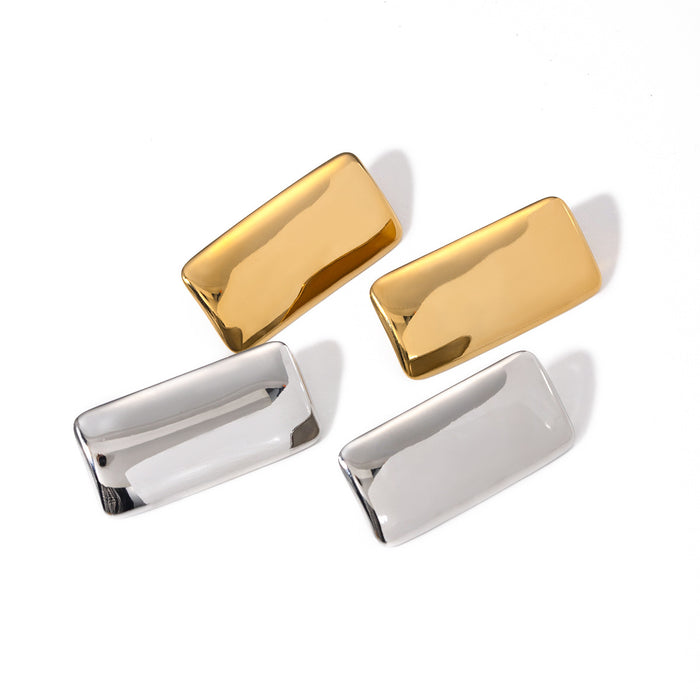 18K Gold Plated Stainless Steel Geometric Rectangle Earrings - Minimalist Cold Style Jewelry