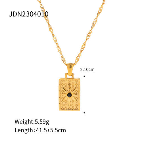 Stainless steel eight-pointed star zircon necklace pendant clavicle chain titanium steel necklace