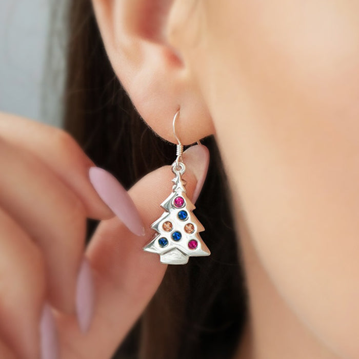 Colorful Christmas tree earrings