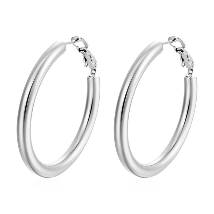 Pendientes redondos de acero inoxidable macizo para mujer, pendientes vintage galvanizados de 18 quilates