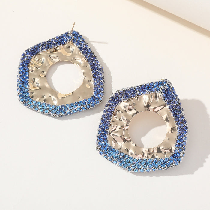 ZA Long Alloy Hollow Earrings - Vintage Asymmetrical Statement Jewelry for Women