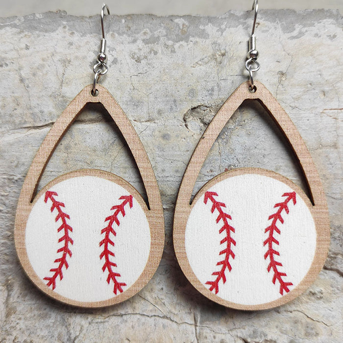 Wooden basketball earrings