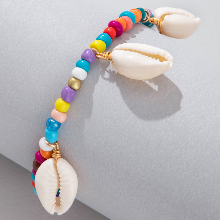 Colorful Shell Bracelet Set - Three-Piece Boho Beaded Jewelry